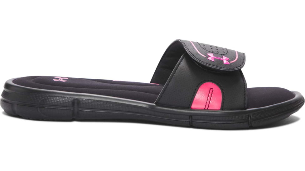 Under Armour UA Ignite VIII Slide Sandal - Womens, Black/Pink, 11, 128731900611