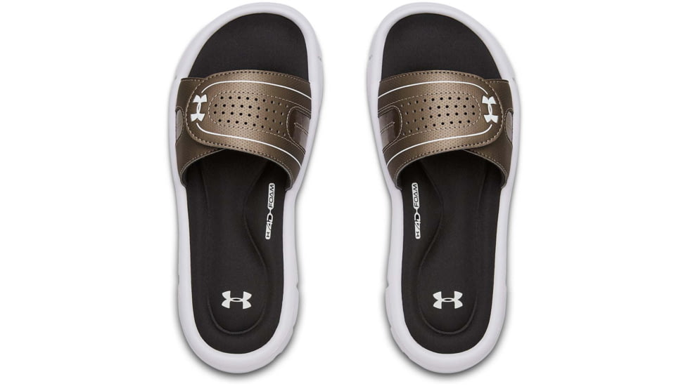 Under Armour UA Ignite VIII Slide Sandal - Womens, Black/White, 12, 128731900512