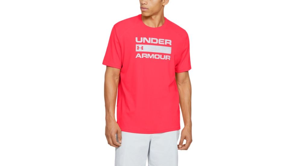 Under Armour UA Iso-Chill Stacked Short Sleeve T-Shirt - Mens, Medium, Pink, 1353897628MD