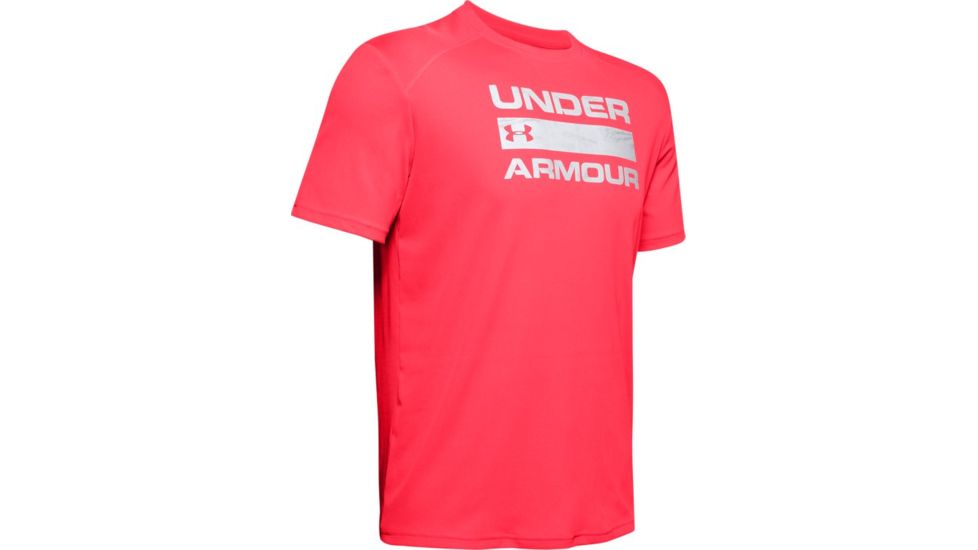 Under Armour UA Iso-Chill Stacked Short Sleeve T-Shirt - Mens, Medium, Pink, 1353897628MD