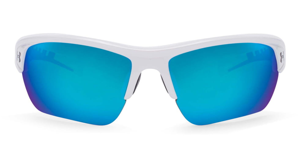 Under Armour UA Octane Sunglasses, Blue Multiflection Lens, Shiny White, One Size Fits Most, UA8600094-100961