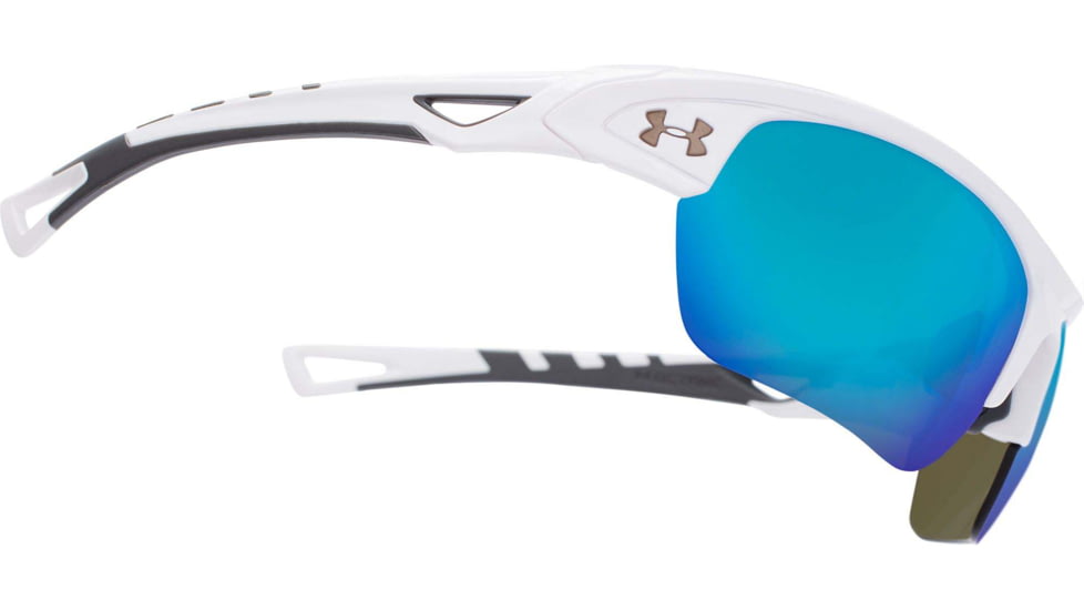 Under Armour UA Octane Sunglasses, Blue Multiflection Lens, Shiny White, One Size Fits Most, UA8600094-100961