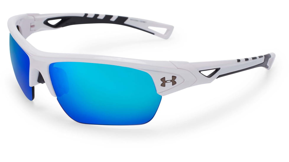 Under Armour UA Octane Sunglasses, Blue Multiflection Lens, Shiny White, One Size Fits Most, UA8600094-100961