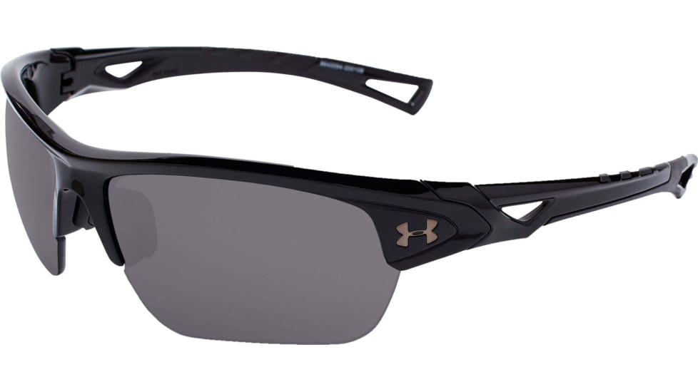 Under Armour UA Octane Sunglasses, Gray Polarized Lens, Shiny Black, One Size Fits Most, UA8640094-000108
