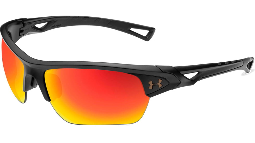 Under Armour UA Octane Sunglasses, Orange Baseball Tuned Lens, Satin Black, One Size Fits Most, UA8650094-010144