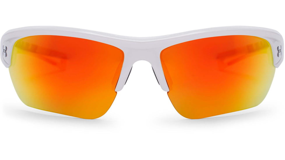 Under Armour UA Octane Sunglasses, Orange Multiflection Lens, Shiny White, One Size Fits Most, UA8600094-100941