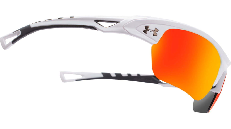 Under Armour UA Octane Sunglasses, Orange Multiflection Lens, Shiny White, One Size Fits Most, UA8600094-100941