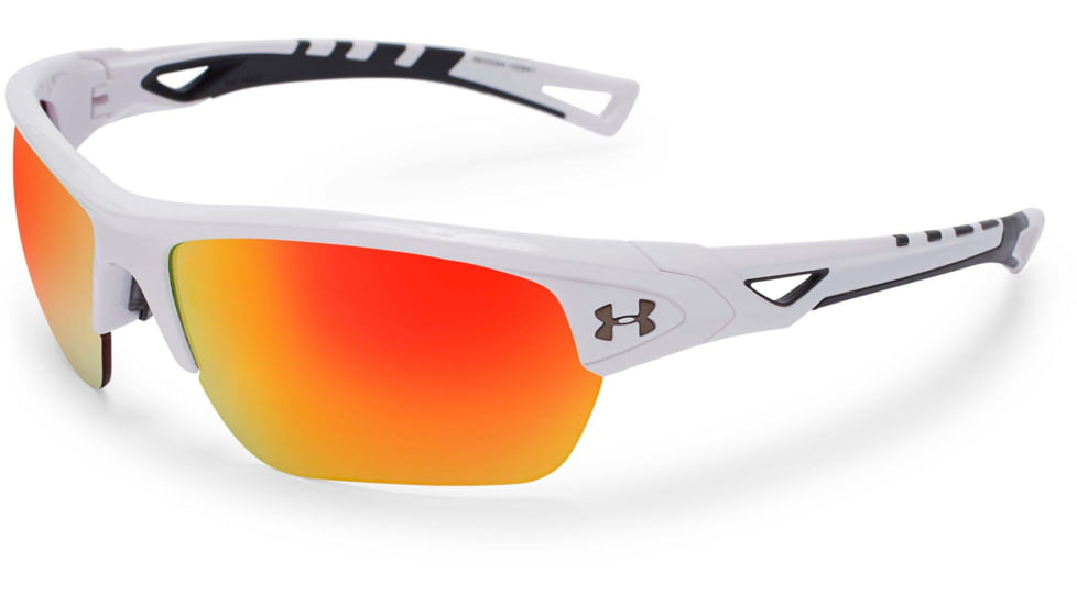 Under Armour UA Octane Sunglasses, Orange Multiflection Lens, Shiny White, One Size Fits Most, UA8600094-100941