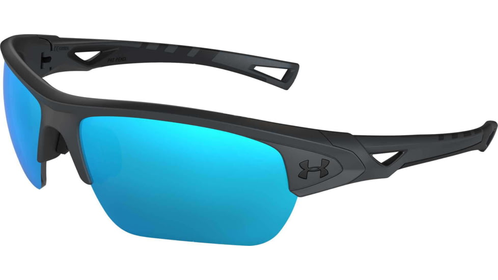 Under Armour UA Octane Sunglasses, Tuned Baseball Blue Lens, Satin Carbon, One Size Fits Most, UA8650094-060164