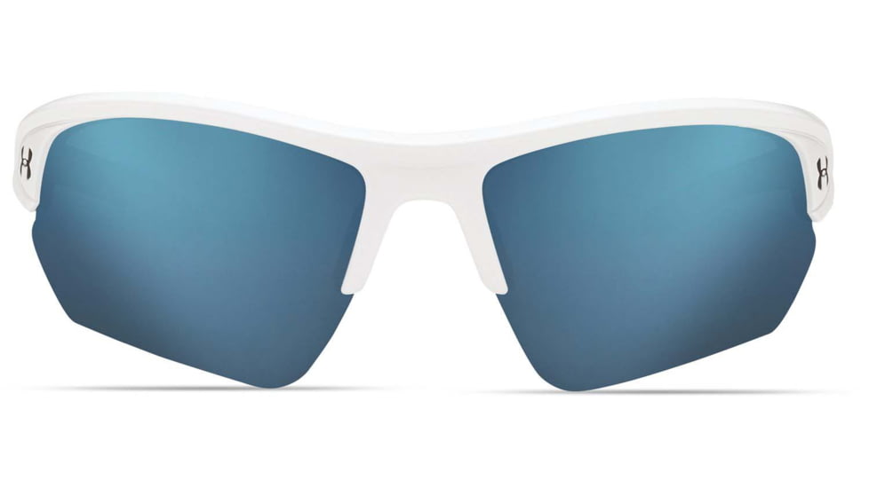 Under Armour UA Octane Sunglasses, Tuned Baseball Blue Lens, Satin White/Black, One Size Fits Most, UA8650094-110164