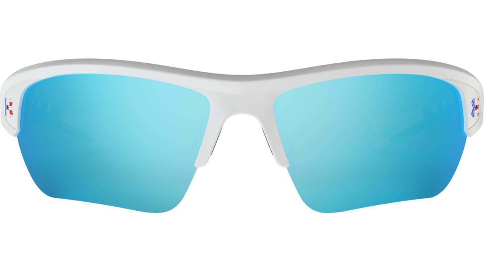 Under Armour UA Octane Sunglasses, Tuned Baseball Blue Lens, Satin White/Navy, One Size Fits Most, UA8650094-114064