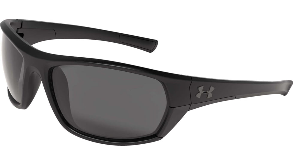 Under Armour UA Powerbrake Sunglasses, Gray Lens, Satin Black, One Size Fits Most, UA8600105-010100