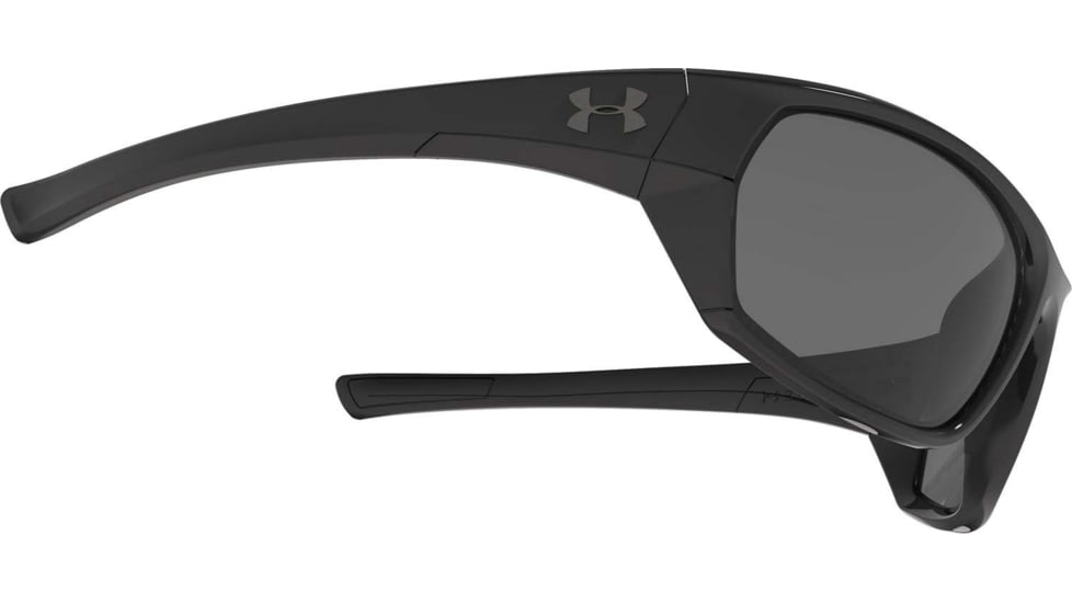 Under Armour UA Powerbrake Sunglasses, Gray Lens, Shiny Black, One Size Fits Most, UA8630105-000108