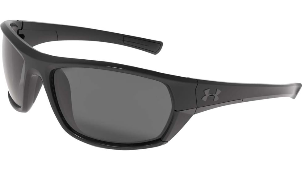 Under Armour UA Powerbrake Sunglasses, Gray Lens, Shiny Black, One Size Fits Most, UA8630105-000108