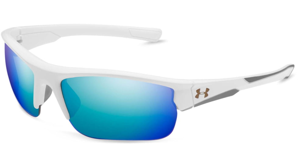 Under Armour UA Propel Sunglasses, Blue Multiflection Mirrored Lens, Satin White, One Size Fits Most, UA8600106-111861