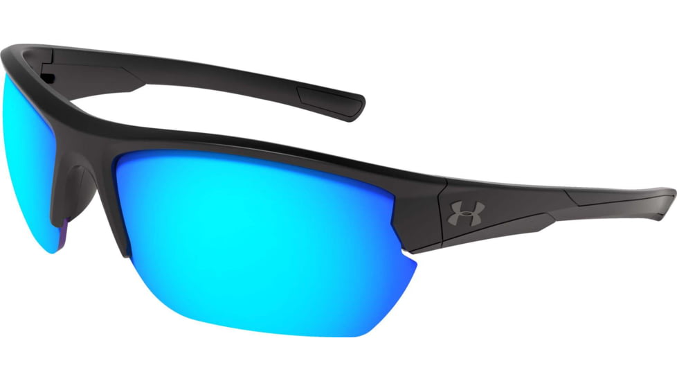 Under Armour UA Propel Sunglasses, Rubber Gray Blue Lens, Satin Black, One Size Fits Most, UA8600106-010161