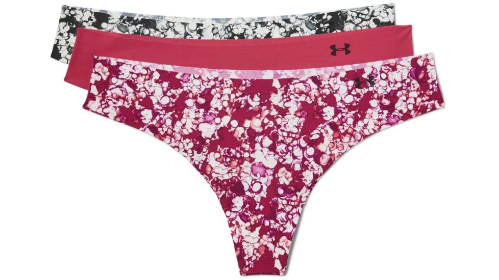 Under Armour UA Pure Stretch Print Thong - 3-Pack, Large, Aubergine, 1325617696LG
