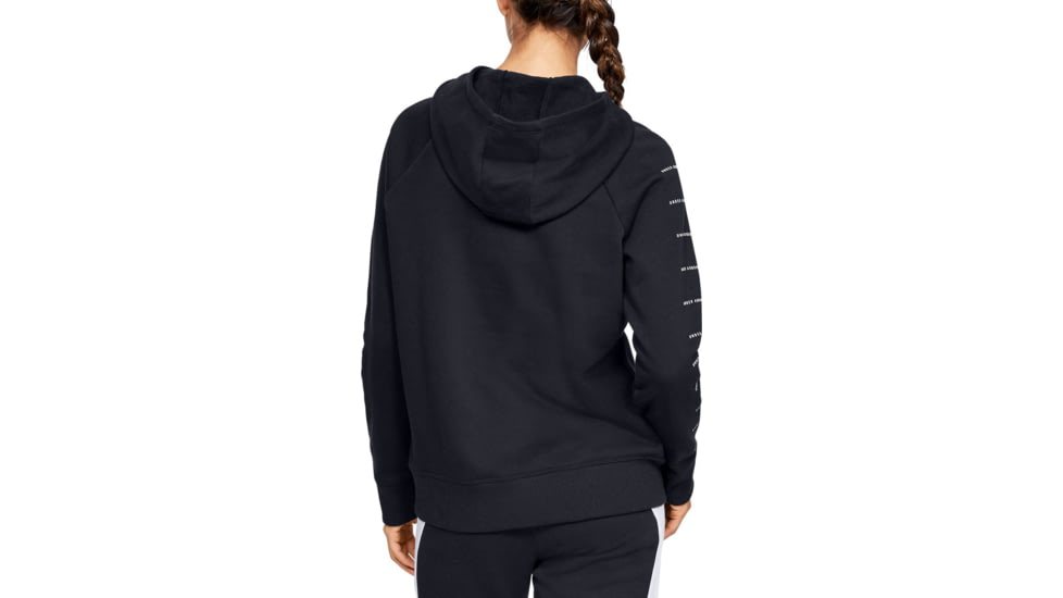 Under Armour UA Rival Fleece Sportstyle LC Sleeve Graphic Hoodie - Womens, Black, Large, 1348559001LG
