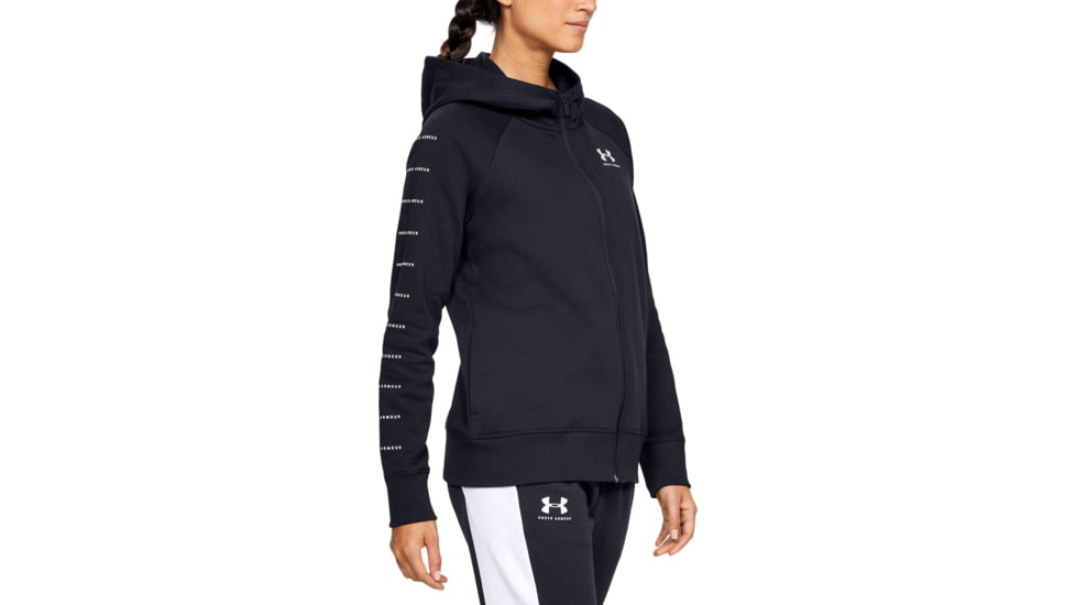 Under Armour UA Rival Fleece Sportstyle LC Sleeve Graphic Hoodie - Womens, Black, Large, 1348559001LG