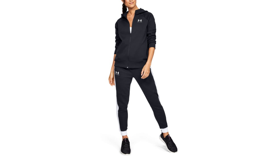 Under Armour UA Rival Fleece Sportstyle LC Sleeve Graphic Hoodie - Womens, Black, Large, 1348559001LG