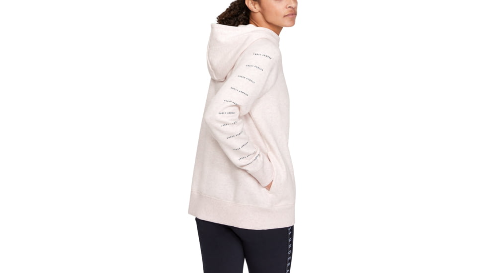 Under Armour UA Rival Fleece Sportstyle LC Sleeve Graphic Hoodie - Womens, Dash Pink, Large, 1348559667LG