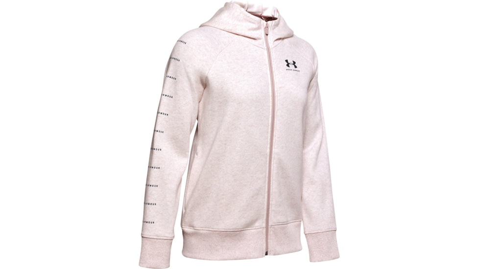 Under Armour UA Rival Fleece Sportstyle LC Sleeve Graphic Hoodie - Womens, Dash Pink, Large, 1348559667LG