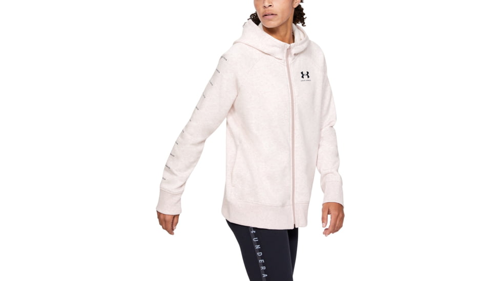 Under Armour UA Rival Fleece Sportstyle LC Sleeve Graphic Hoodie - Womens, Dash Pink, Large, 1348559667LG