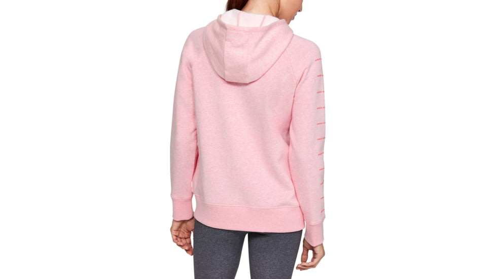 Under Armour UA Rival Fleece Sportstyle LC Sleeve Graphic Hoodie - Womens, Lipstick, 2X-Large, 13485596912X