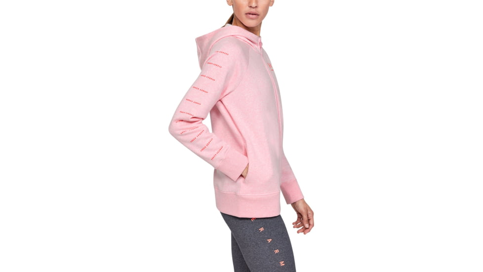 Under Armour UA Rival Fleece Sportstyle LC Sleeve Graphic Hoodie - Womens, Lipstick, 2X-Large, 13485596912X