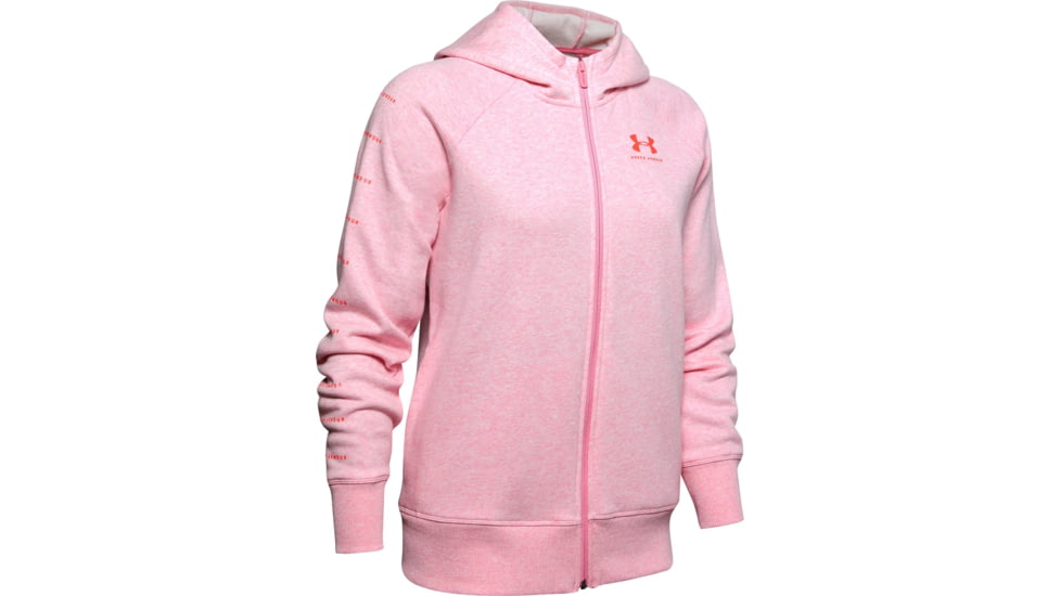 Under Armour UA Rival Fleece Sportstyle LC Sleeve Graphic Hoodie - Womens, Lipstick, 2X-Large, 13485596912X