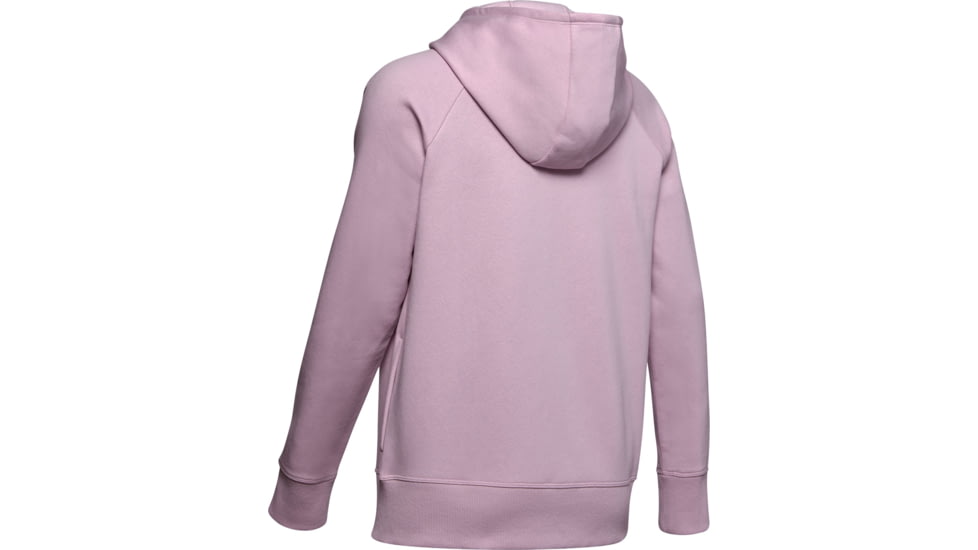 Under Armour UA Rival Fleece Sportstyle LC Sleeve Graphic Hoodie - Womens, Pink Fog, Large, 1348559694LG