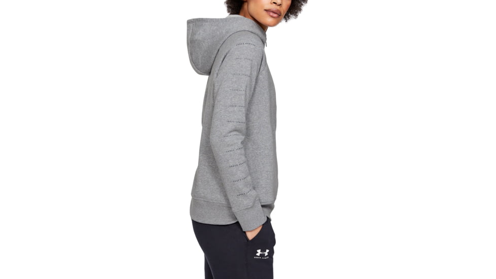 Under Armour UA Rival Fleece Sportstyle LC Sleeve Graphic Hoodie - Womens, Steel Medium Heather, Small, 1348559035SM