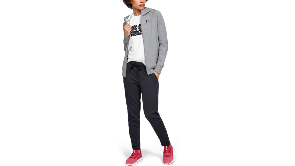 Under Armour UA Rival Fleece Sportstyle LC Sleeve Graphic Hoodie - Womens, Steel Medium Heather, Small, 1348559035SM