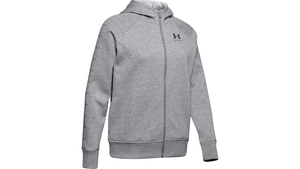Under Armour UA Rival Fleece Sportstyle LC Sleeve Graphic Hoodie - Womens, Steel Medium Heather, Small, 1348559035SM