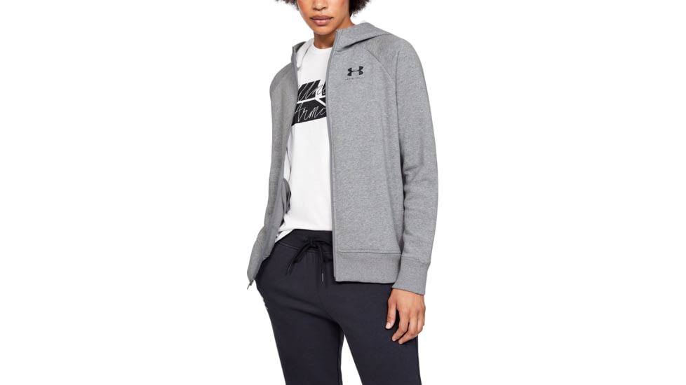 Under Armour UA Rival Fleece Sportstyle LC Sleeve Graphic Hoodie - Womens, Steel Medium Heather, Small, 1348559035SM