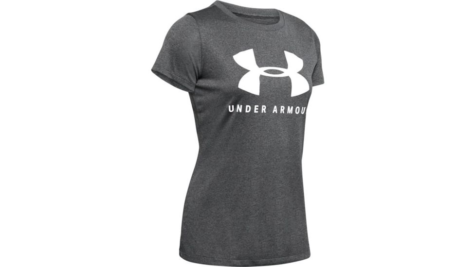 Under Armour UA Tech Logo Graphic T-Shirt - Womens, Small, Carbon Heather, 1351963090SM
