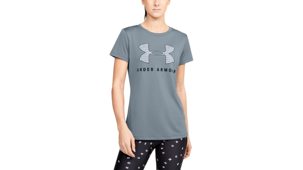 Under Armour UA Tech Logo Graphic T-Shirt - Womens, Large, Hushed Turquoise, 1351963396LG