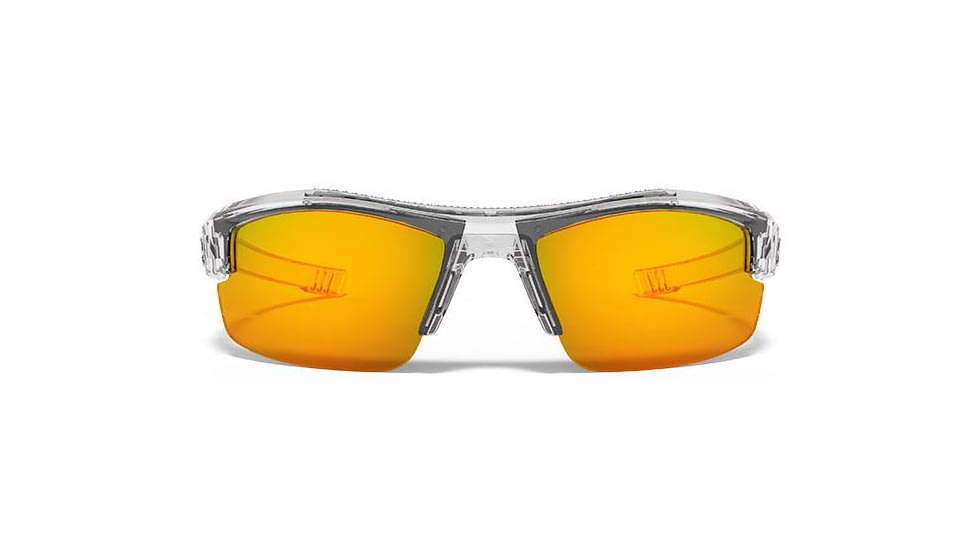 Under Armour Youth Nitro L Sunglasses, Clear Frame,Gray/Orange Multiflection Lens U8600048-141441
