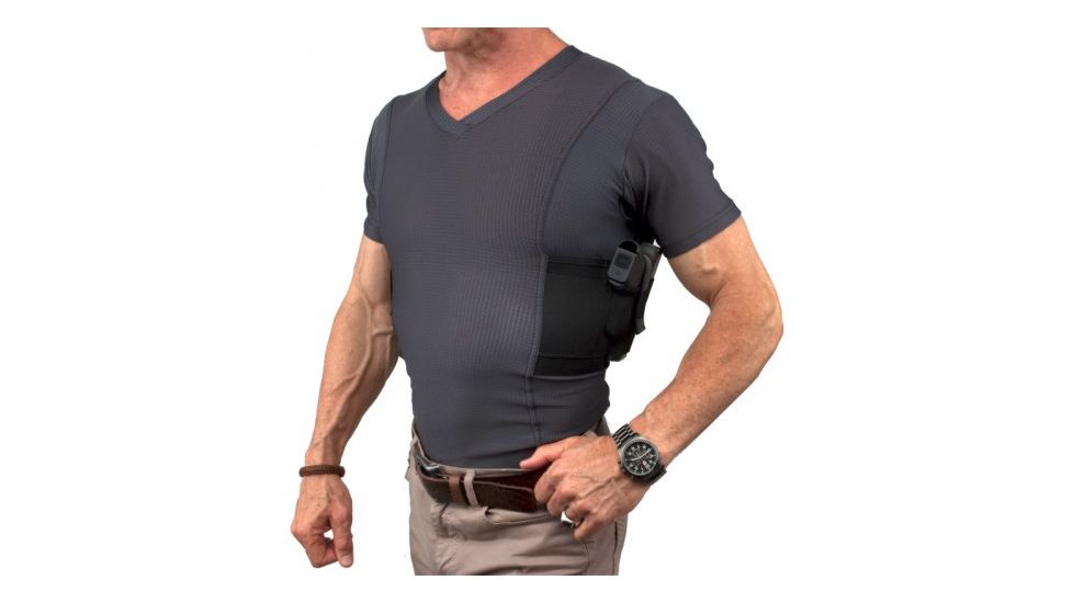 UnderTech Undercover Mens Concealment Holster V-Neck Coolux Shirt,Grey,XL T1275GR-XL
