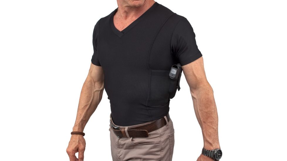 UnderTech Undercover Mens Concealment Holster V-Neck Coolux Shirt,Black,3XL T1275BK-3X