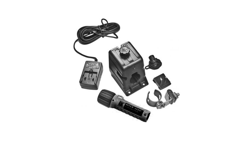 Underwater Kinetics Nitex Flashlight w/Charger, Helmet Clip, 12VDC Power Supply, Black 12327