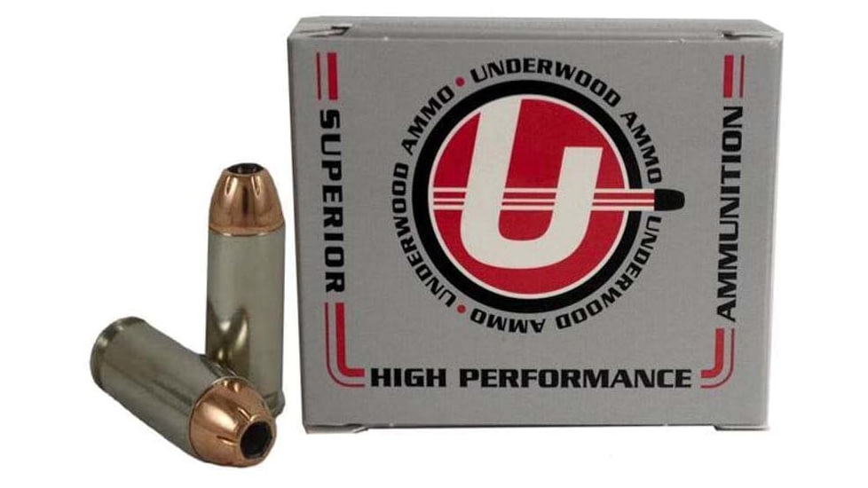 Underwood Ammo 10mm Auto 155 Grain Jacketed Hollow Point Nickel Plated Brass Cased Pistol Ammo, 20 Rounds, 232