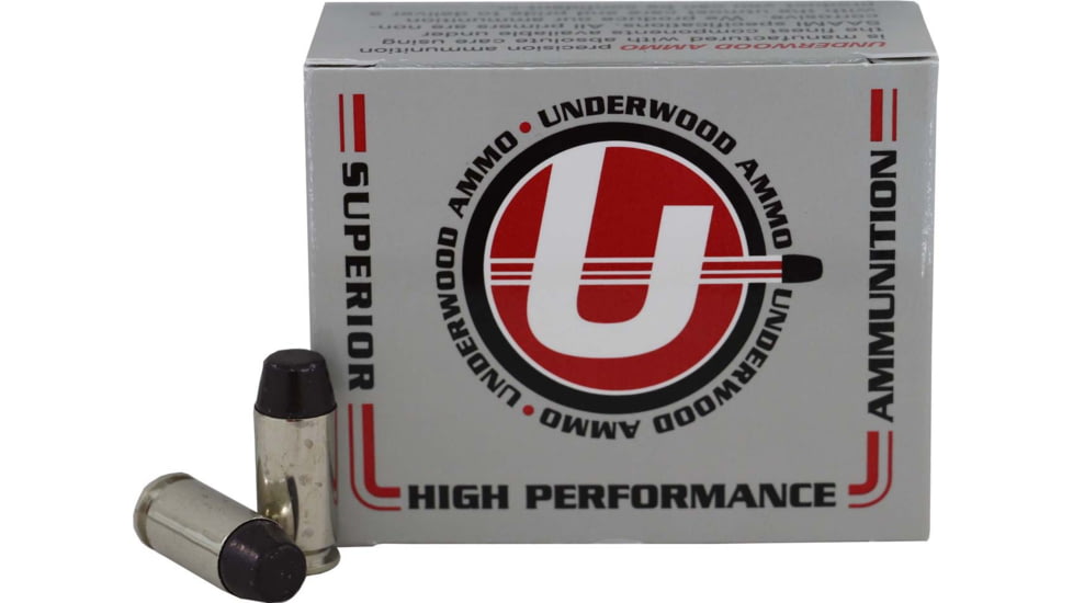 Underwood Ammo .40 S&amp;W 200 Grain Coated Hard Cast Nickel Plated Brass Cased Pistol Ammo, 20 Rounds, 740