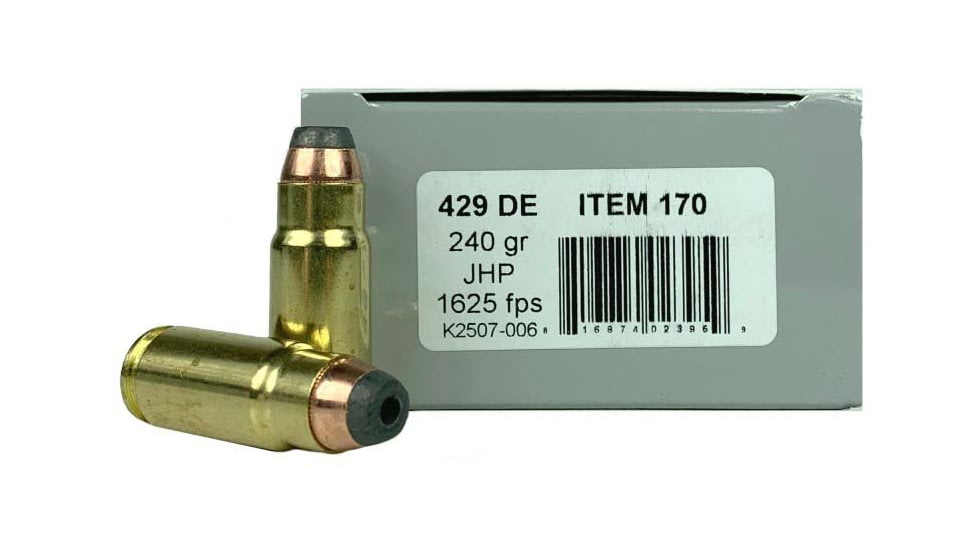 Underwood Ammo .429 DE 240 Grain Jacketed Hollow Point Brass Cased Centerfire Pistol Ammo, 20 Rounds, 170
