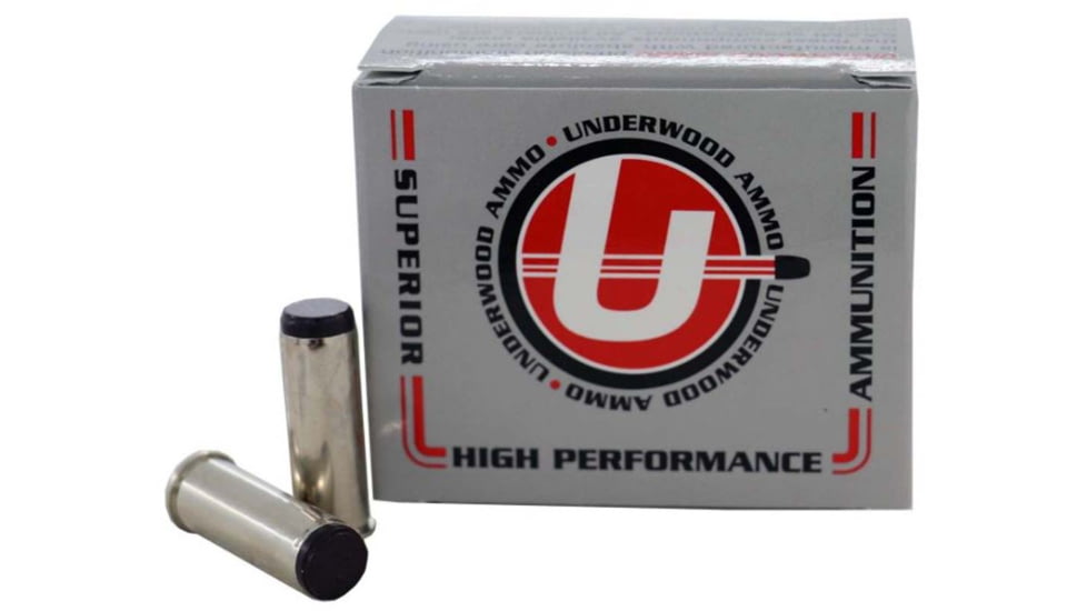 Underwood Ammo .44 Remington Magnum 200 Grain Coated Hard Cast Nickel Plated Brass Cased Pistol Ammo, 20 Rounds, 747