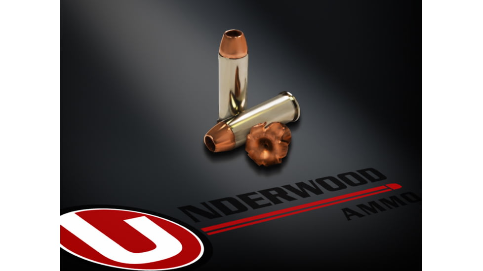 Underwood Ammo .44 Remington Magnum 225 Grain Solid Copper Hollow Point Nickel Plated Brass Cased Pistol Ammo, 20 Rounds, 324