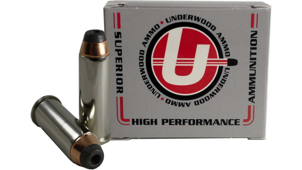 Underwood Ammo .44 Remington Magnum 300 Grain Jacketed Hollow Point Nickel Plated Brass Cased Pistol Ammo, 20 Rounds, 328