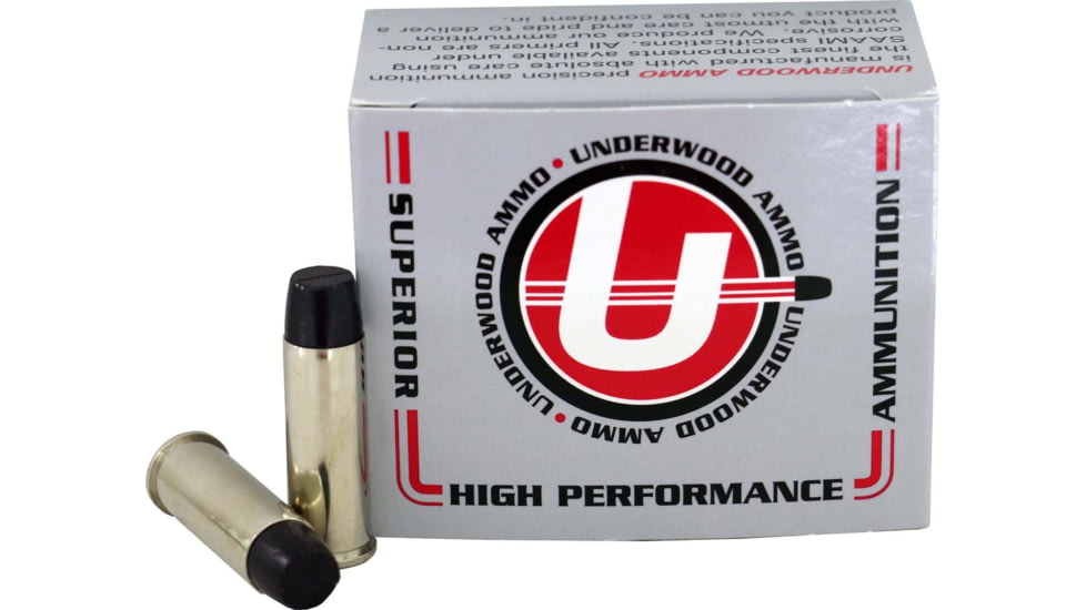 Underwood Ammo .44 Remington Magnum 305 Grain Coated Hard Cast Nickel Plated Brass Cased Pistol Ammo, 20 Rounds, 723