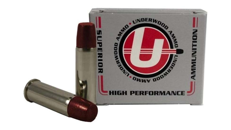 Underwood Ammo .44 Remington Magnum +P+ 340 Grain Coated Hard Cast Nickel Plated Brass Cased Pistol Ammo, 20 Rounds, 743