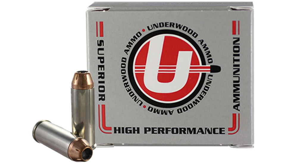 Underwood Ammo .45 Colt 250 Grain Jacketed Hollow Point Nickel Plated Brass Cased Pistol Ammo, 20 Rounds, 433